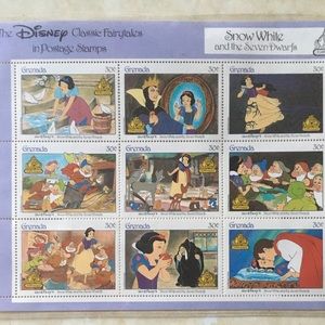 Mint condition genuine Disney postage stamp Snow White and the seven dwarfs.